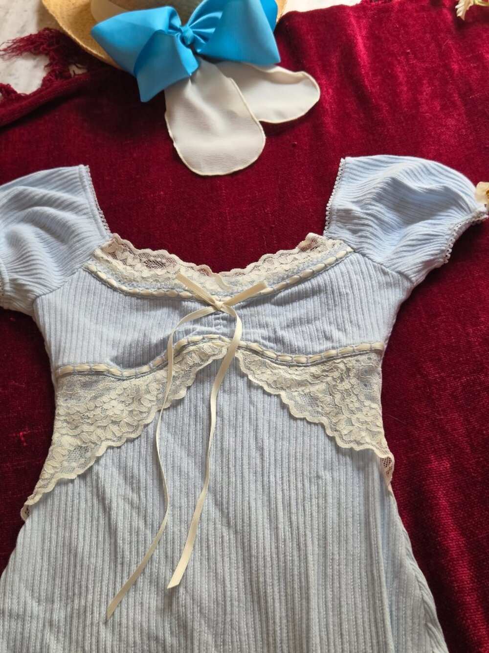 LACEMADE BLUE BELL KNIT MAXI WITH EXQUISITE DETAIL SIZE SMALL FREE CARDIGAN -M - Picture 4 of 6